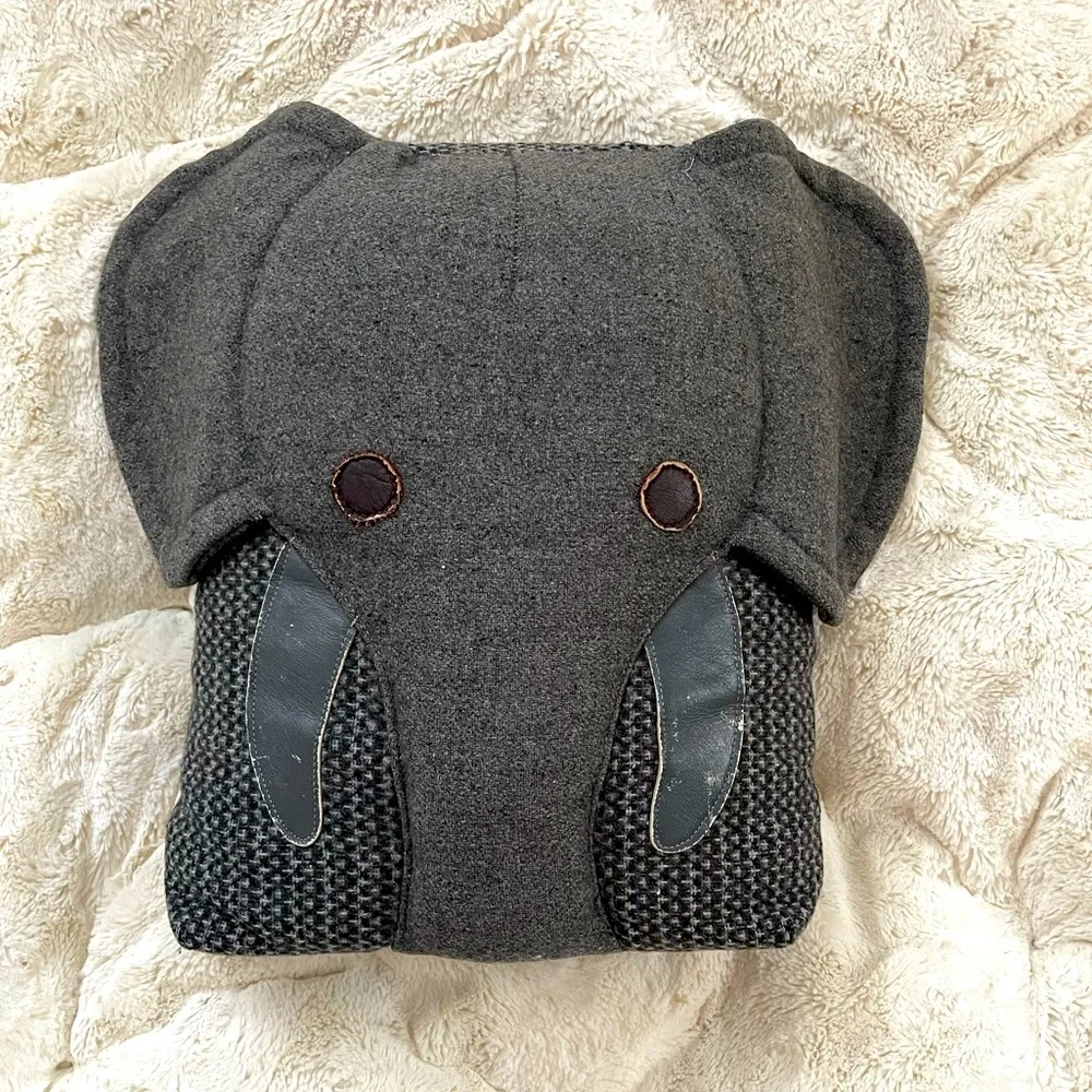 Lucky Elephant Pillow in fun dual fabric - so charming and sweet